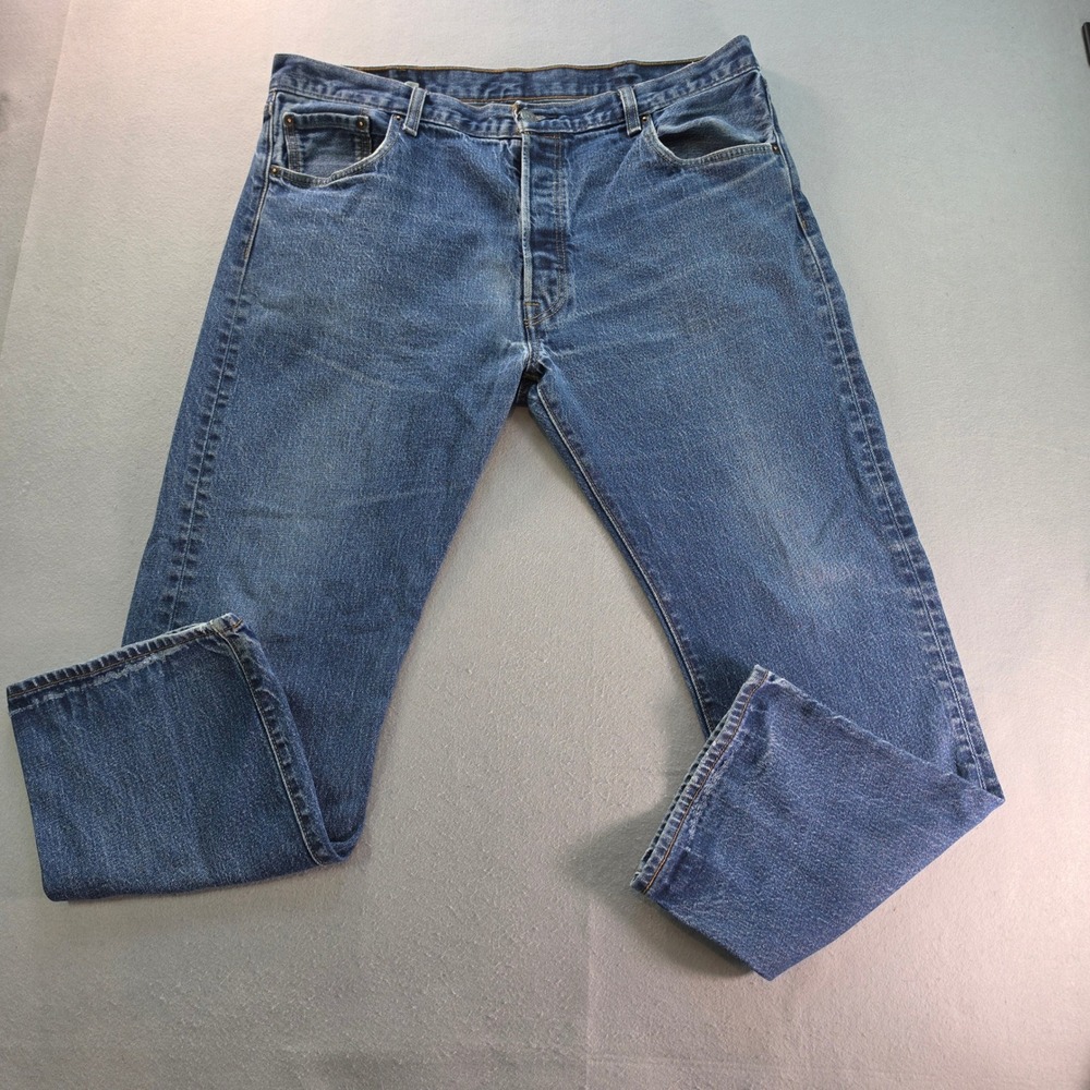 Levis 501 Original Fit Jeans Mens 40x30 Blue Denim Button Fly Straight Leg